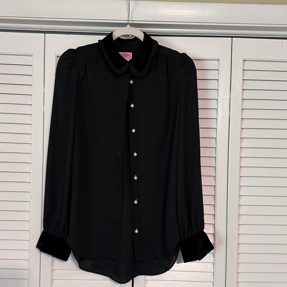 Kate Spade Pearl/Velvet Dress Shirt